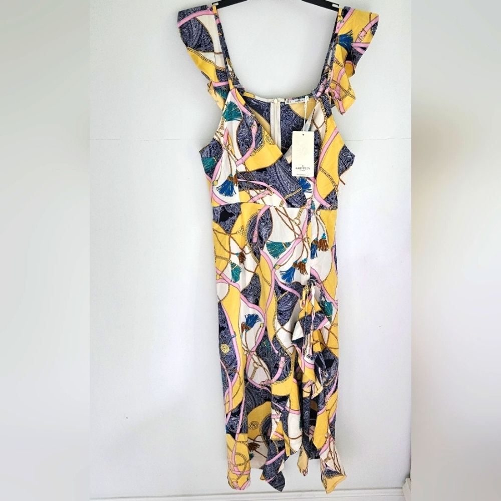Griffin Paris midi ruffle dress NWT